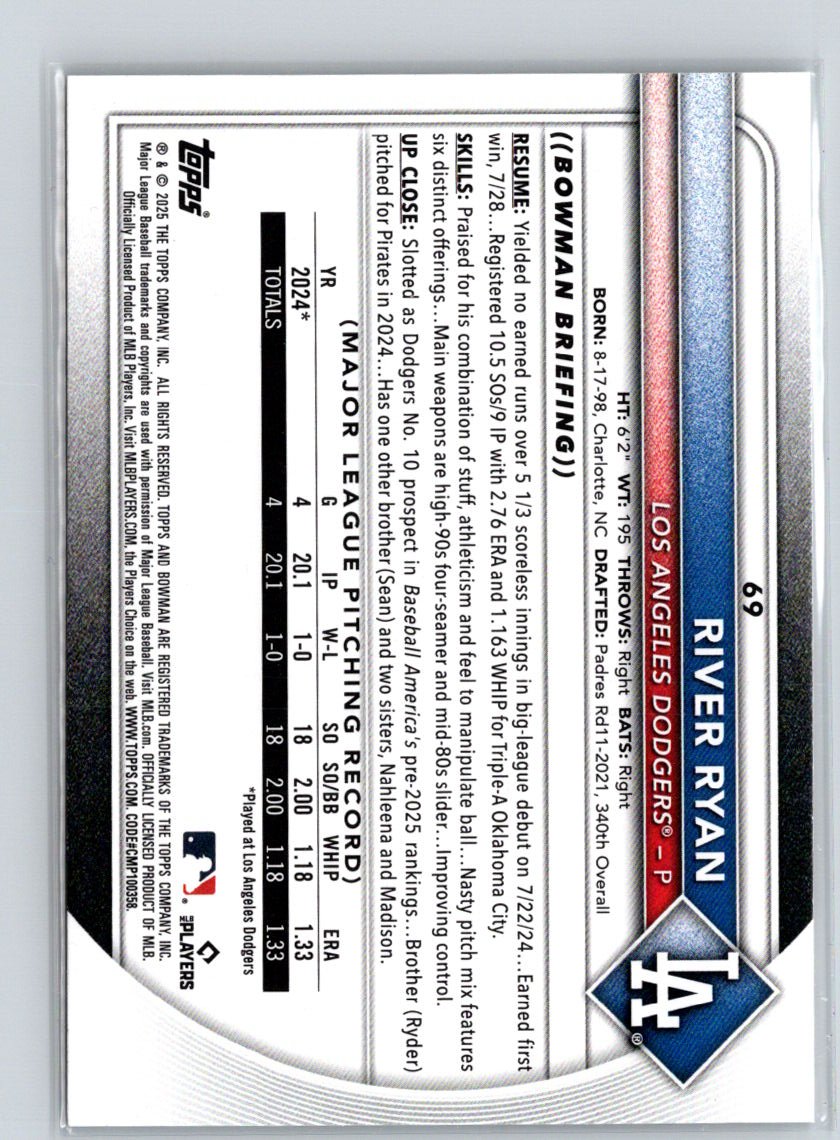 2025 Bowman #69 River Ryan K66