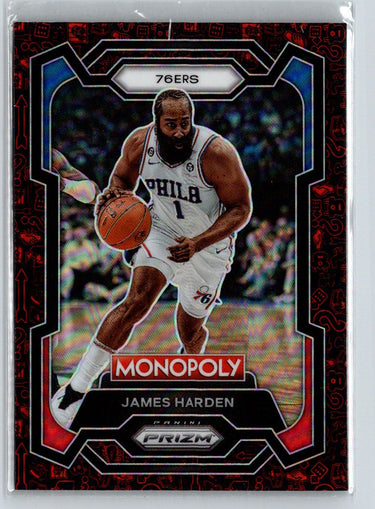 2023-24 Panini Prizm Monopoly #67 James Harden Monopoly Man Red Pattern K67