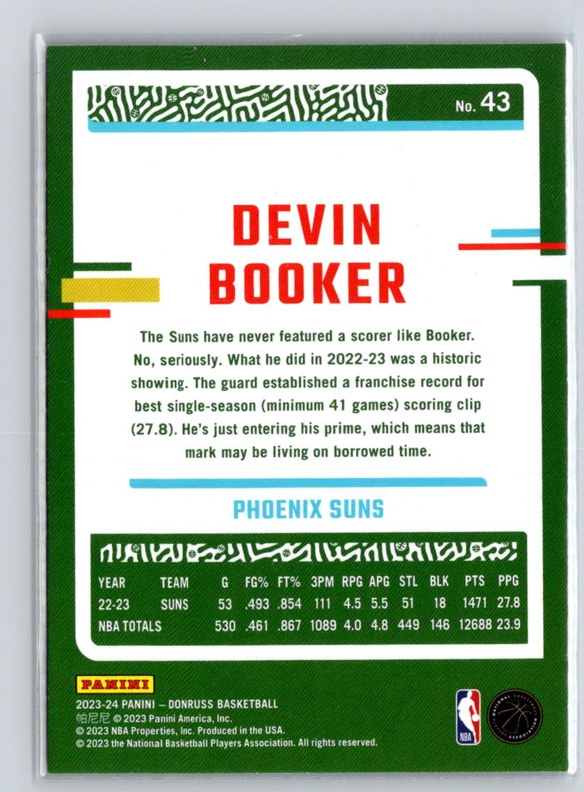 2023-24 Donruss #43 Devin Booker Green Laser Holo K68