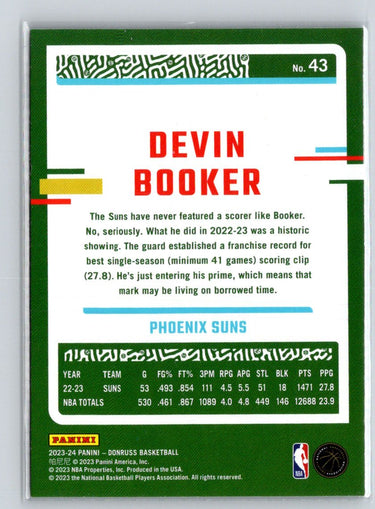 2023-24 Donruss #43 Devin Booker Green Laser Holo K68
