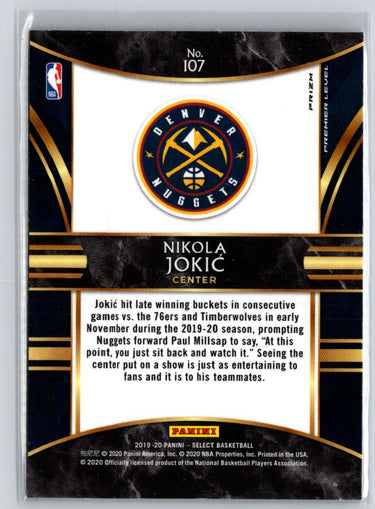 2019-20 Panini Select #107 Nikola Jokic Silver Prizms K68