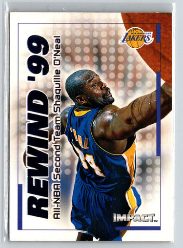 1999-00 SkyBox Impact #22 RN Shaquille O'Neal Rewind '99 K68