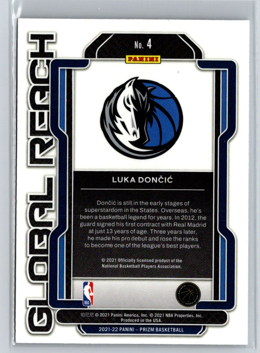 2021-22 Panini Prizm #4 Luka Doncic Global Reach K68