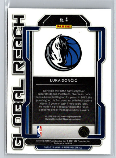 2021-22 Panini Prizm #4 Luka Doncic Global Reach K68