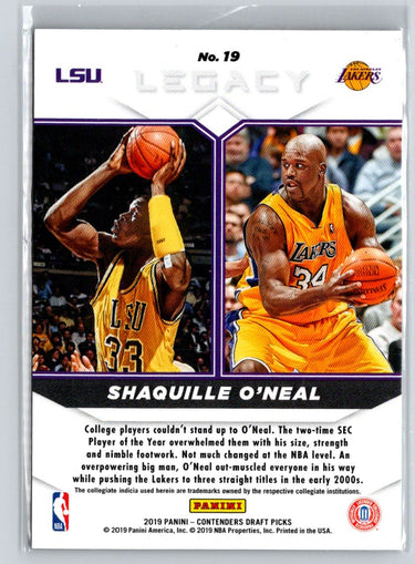 2019 Panini Contenders Draft Picks #19 Shaquille O'Neal Legacy K70