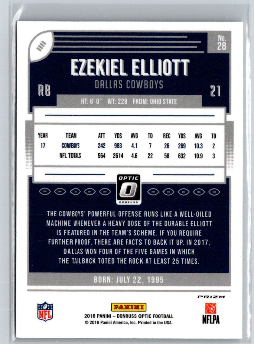 2018 Donruss Optic #28 Ezekiel Elliott Holo L01