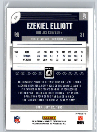 2018 Donruss Optic #28 Ezekiel Elliott Holo L01