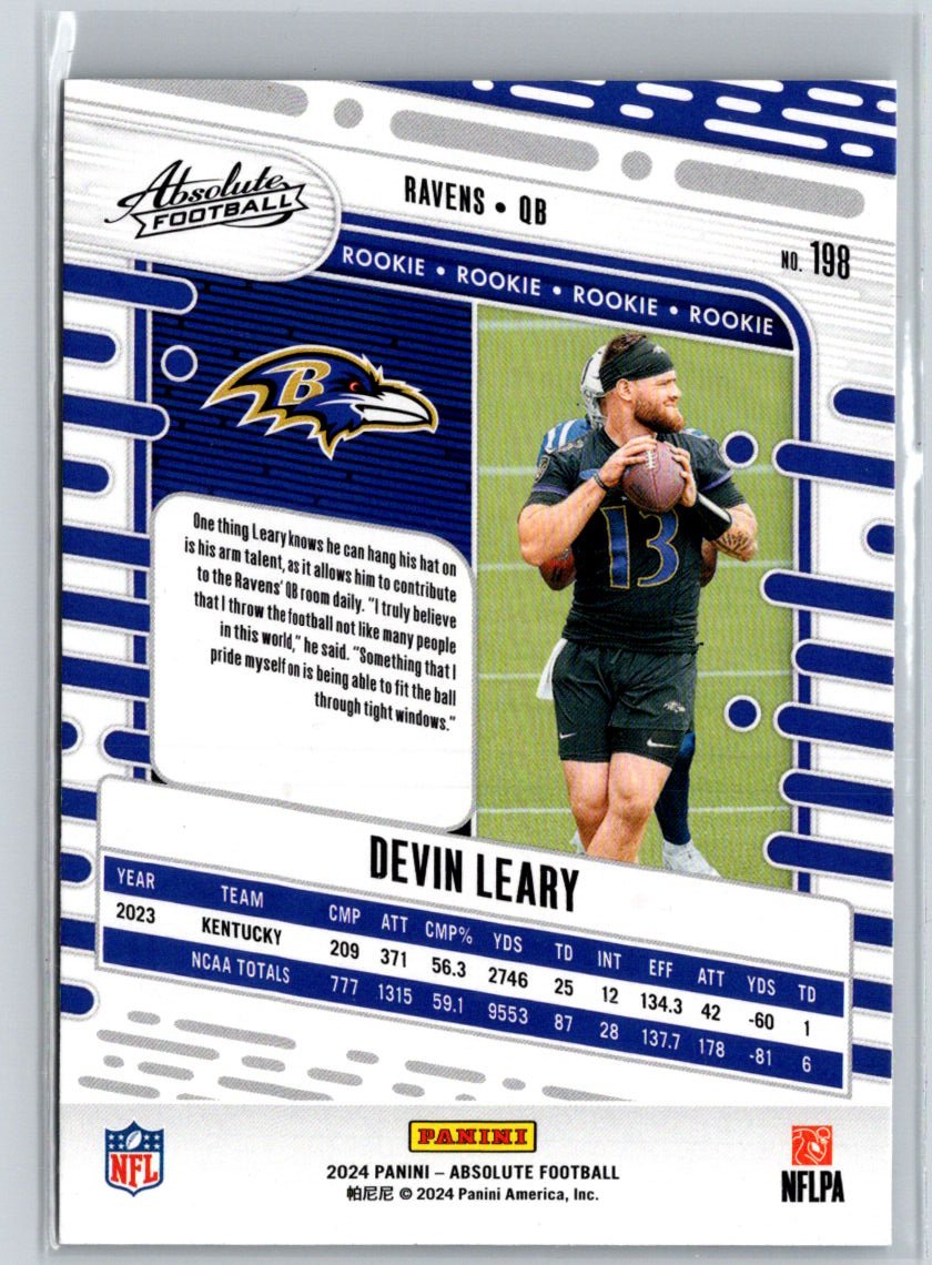 2024 Panini Absolute #198 Devin Leary Blue L01