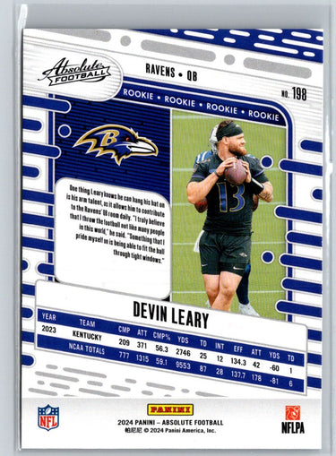 2024 Panini Absolute #198 Devin Leary Blue L01