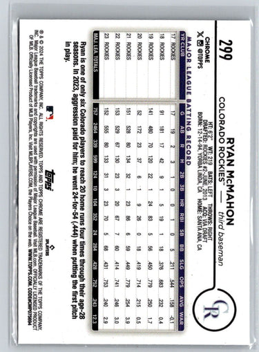 2024 Topps Chrome #299 Ryan McMahon X-Fractors L01