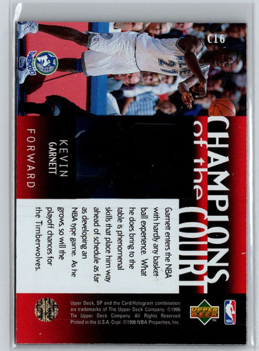 1995-96 SP Championship #C16 Kevin Garnett Champions of the Court L01