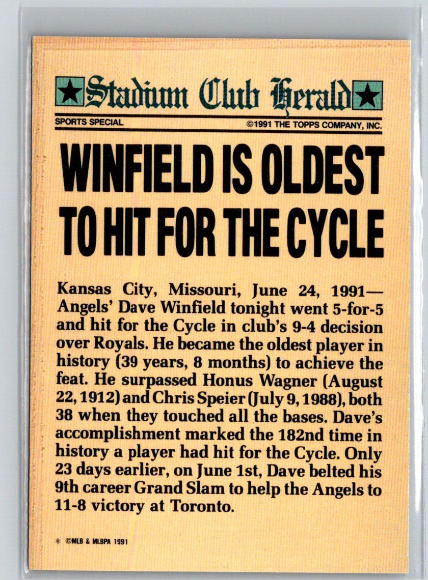 1991 Stadium Club Members Only #NNO Dave Winfield L01