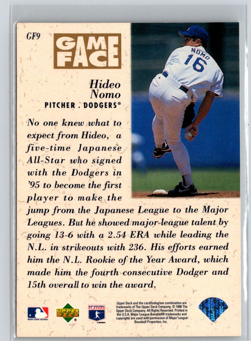 1996 Upper Deck #GF9 Hideo Nomo Game Face L01