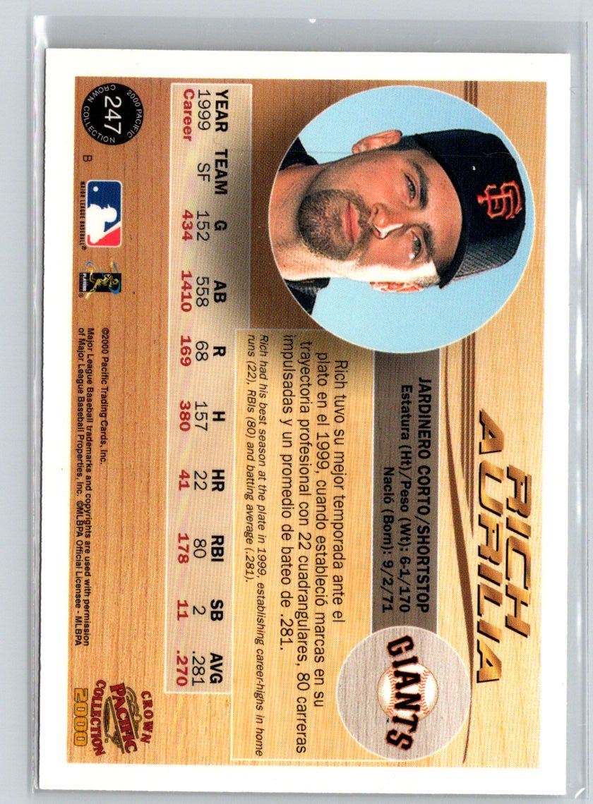 2000 Pacific Crown Collection #247 Rich Aurilia Holographic Purple #/199 L02