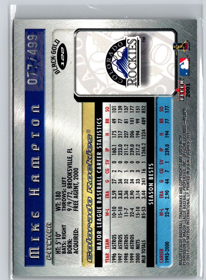 2001 Fleer Futures #122 Mike Hampton Black Gold #/499 L02