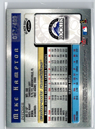 2001 Fleer Futures #122 Mike Hampton Black Gold #/499 L02