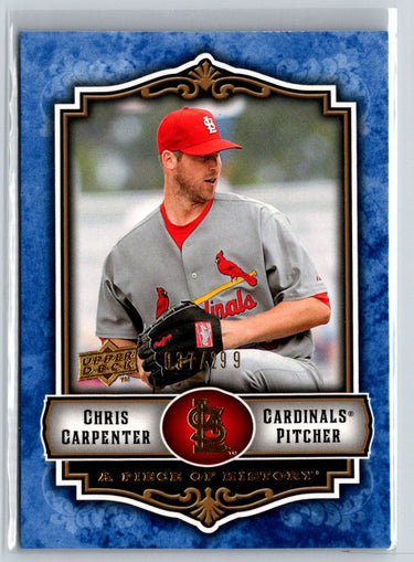 2009 Upper Deck A Piece of History #87 Chris Carpenter Blue #/299 L02