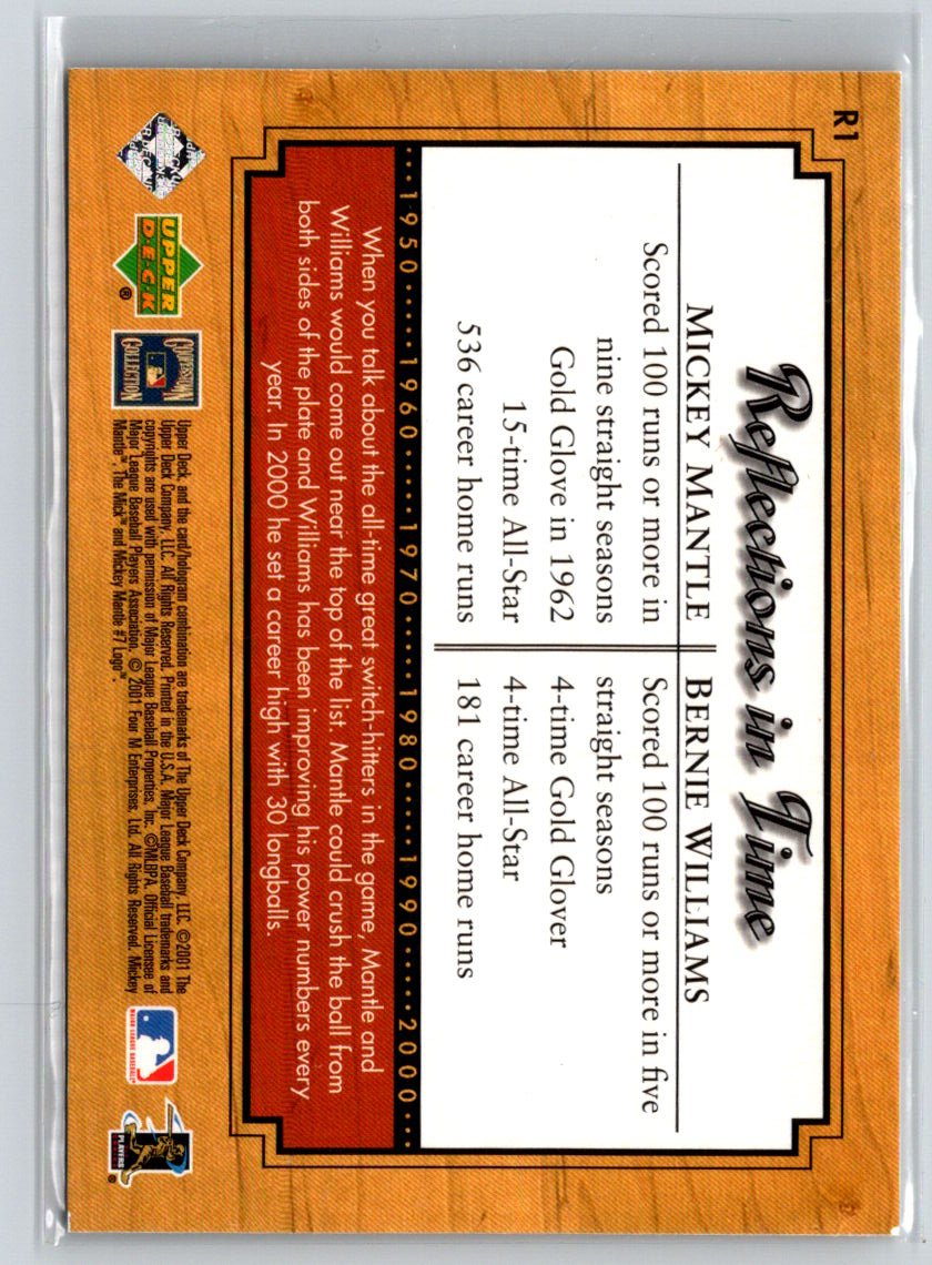 2001 Upper Deck Legends Mickey Mantle Bernie Williams Reflections in Time L02