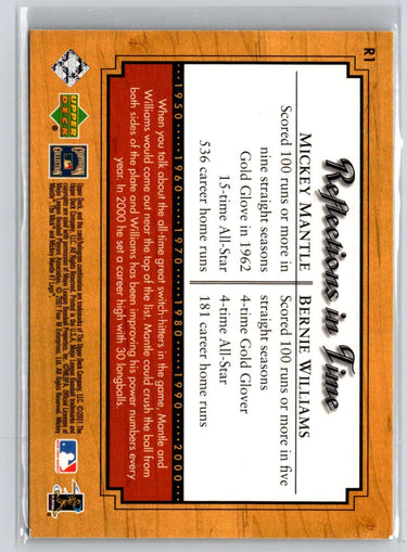 2001 Upper Deck Legends Mickey Mantle Bernie Williams Reflections in Time L02