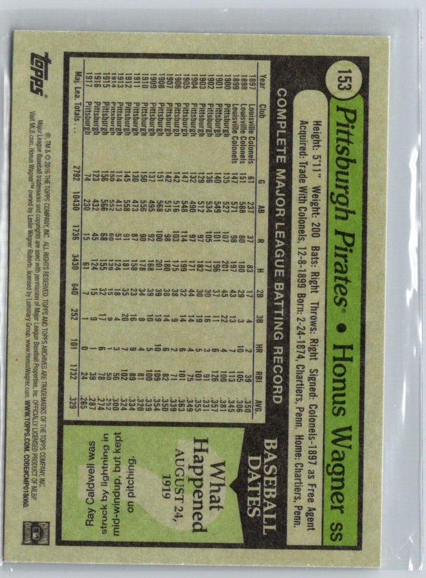 2016 Topps Archives #153 Honus Wagner L03