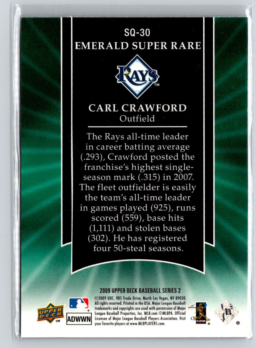 2009 Upper Deck #SQ-30 Carl Crawford StarQuest Emerald Super Rare L05