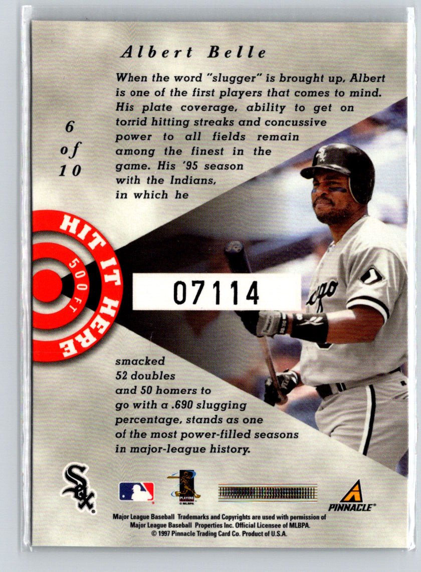 1998 Pinnacle #6 Albert Belle Hit it Here Samples L05