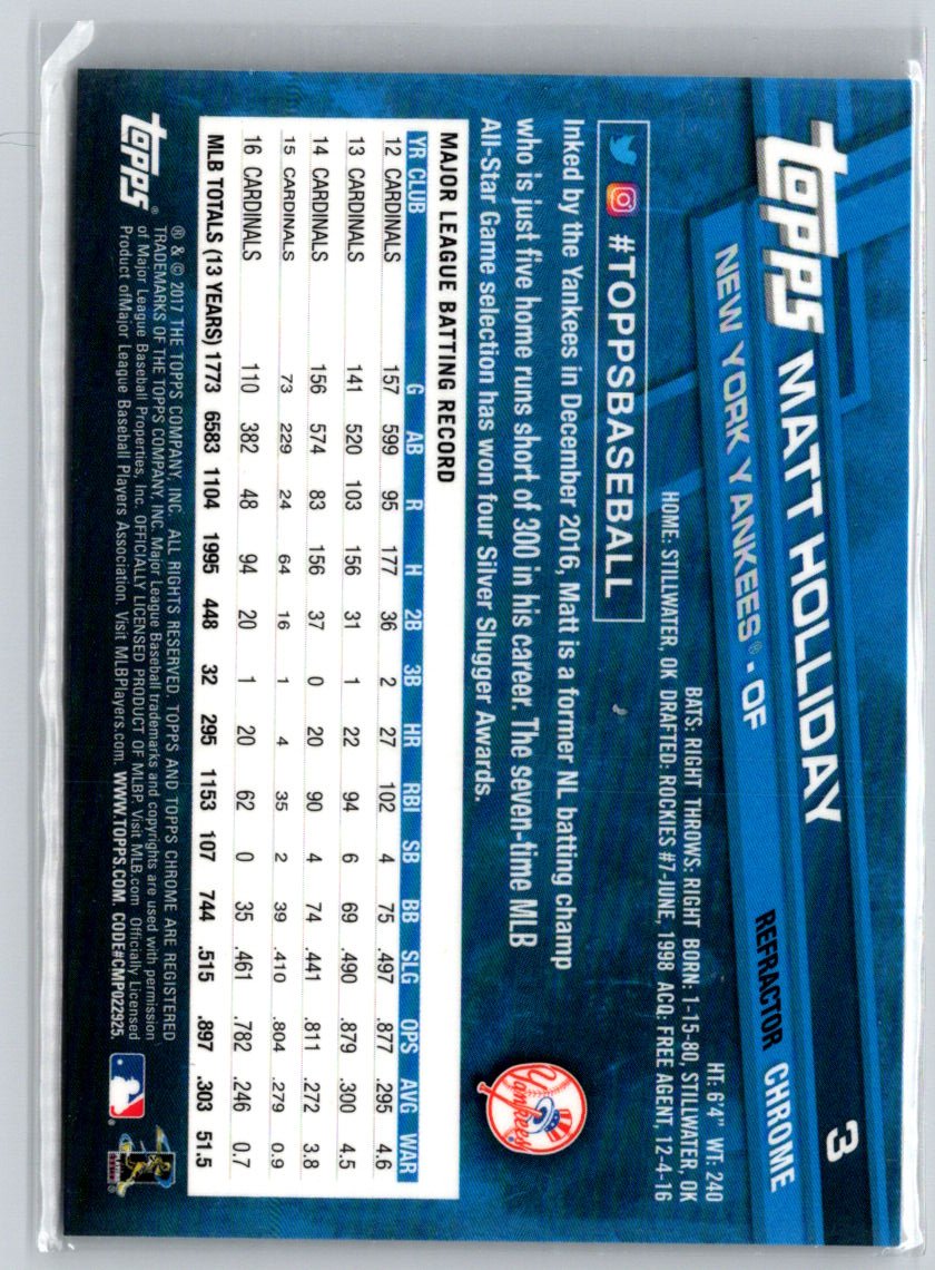 2017 Topps Chrome #3 Matt Holliday X-Fractor L05