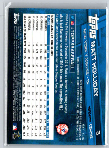 2017 Topps Chrome #3 Matt Holliday X-Fractor L05