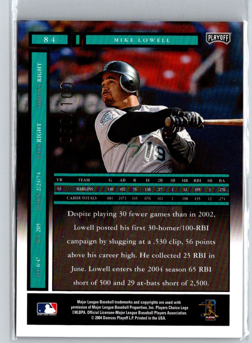 2004 Playoff Honors #84 Mike Lowell Credits Bronze #/100 L05