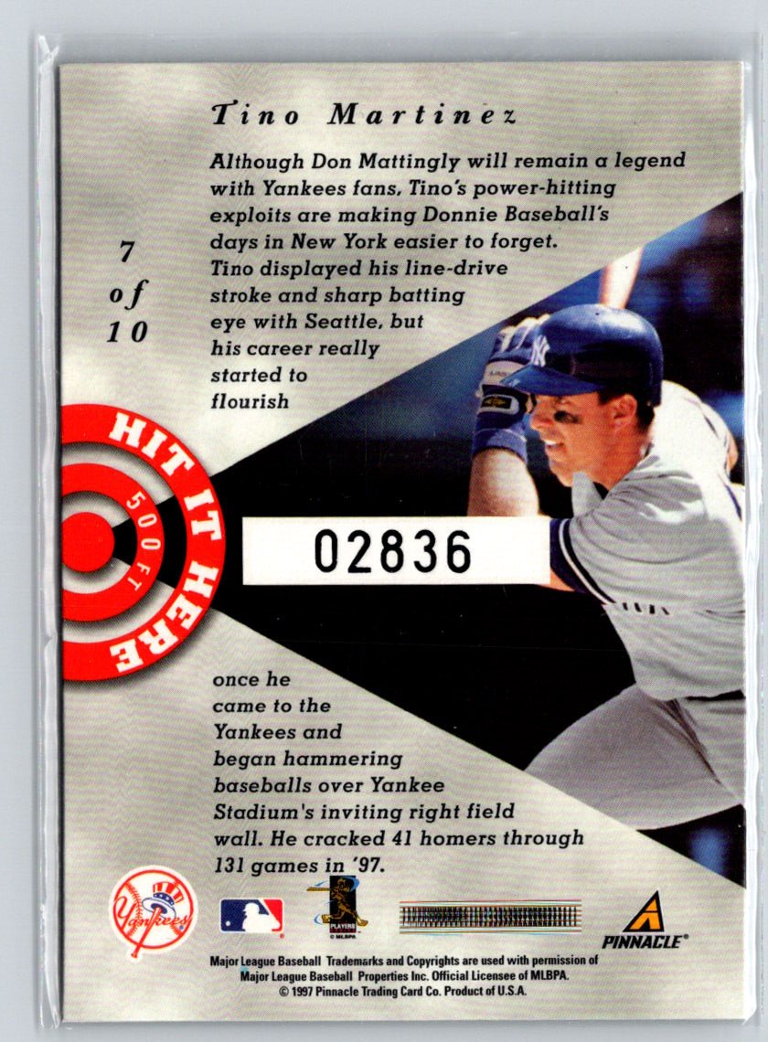1998 Pinnacle #7 Tino Martinez Hit it Here L05