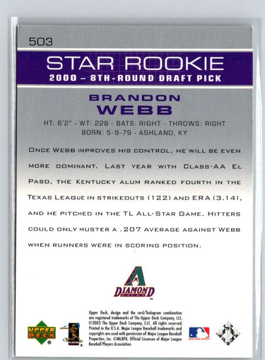 2003 Upper Deck #503 Brandon Webb L06