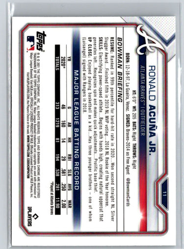 2021 Bowman Chrome #11 Ronald Acuña Jr. L06