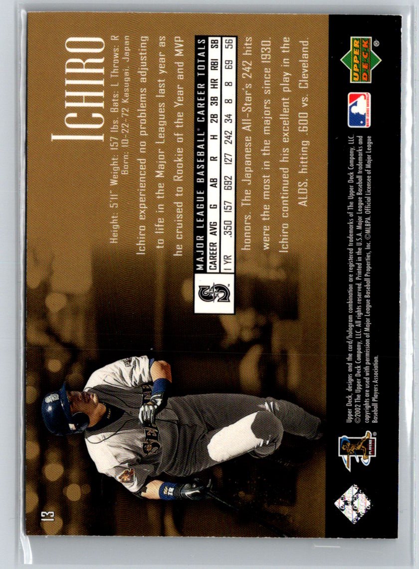 2002 Upper Deck Piece of History #13 Ichiro Suzuki L07