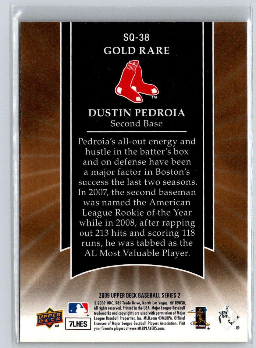 2009 Upper Deck #SQ-38 Dustin Pedroia StarQuest Gold Rare L08