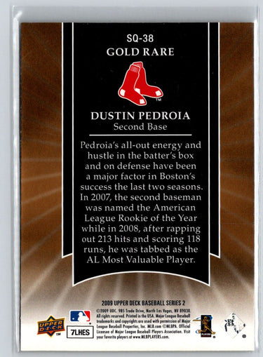 2009 Upper Deck #SQ-38 Dustin Pedroia StarQuest Gold Rare L08
