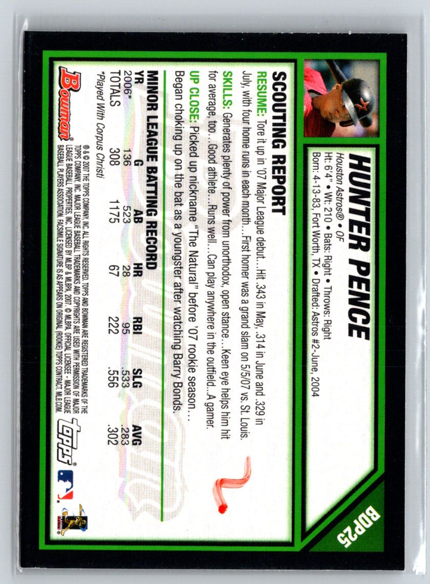 2007 Bowman Draft Picks & Prospects #BDP25 Hunter Pence L08