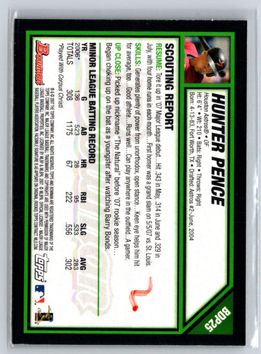 2007 Bowman Draft Picks & Prospects #BDP25 Hunter Pence L08