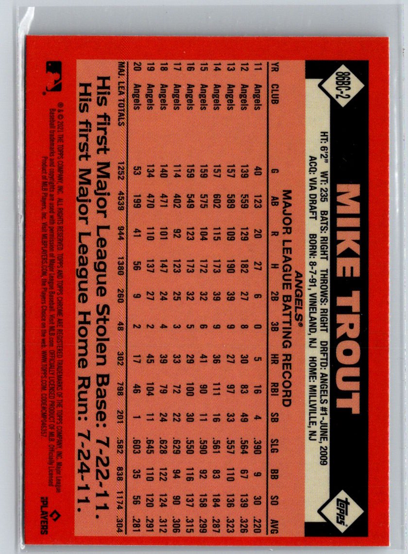 2021 Topps Chrome #86BC-2 Mike Trout 1986 Topps Baseball 35th Anniversary L08