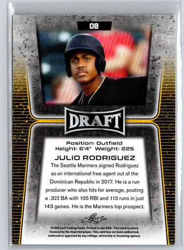 2020 Leaf Draft #08 Julio Rodriguez Gold L10