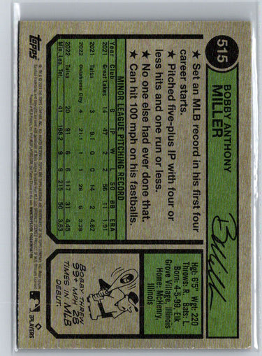 2023 Topps Heritage #515 Bobby Miller Chrome Blue Sparkle Refractor L10