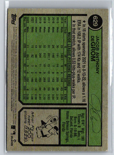 2023 Topps Heritage #629 Jacob deGrom Chrome Blue Sparkle Refractor L10