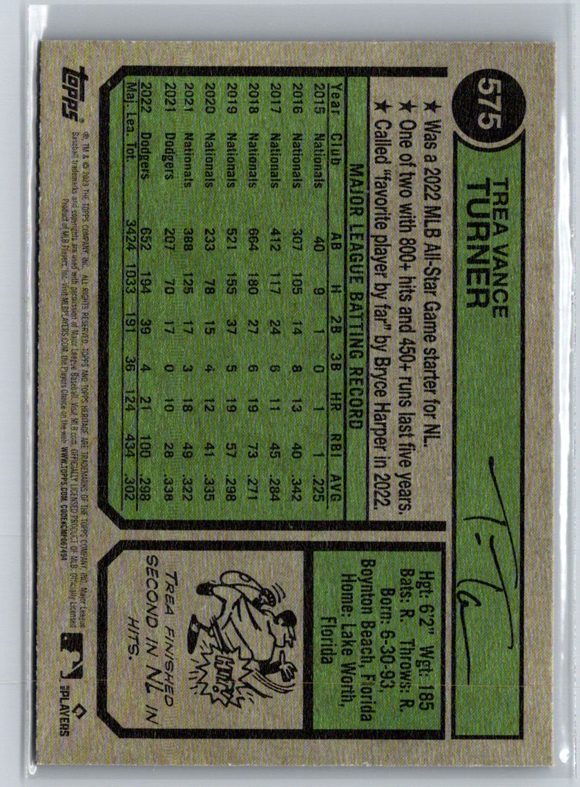 2023 Topps Heritage #575 Trea Turner Chrome Blue Sparkle Refractor L10