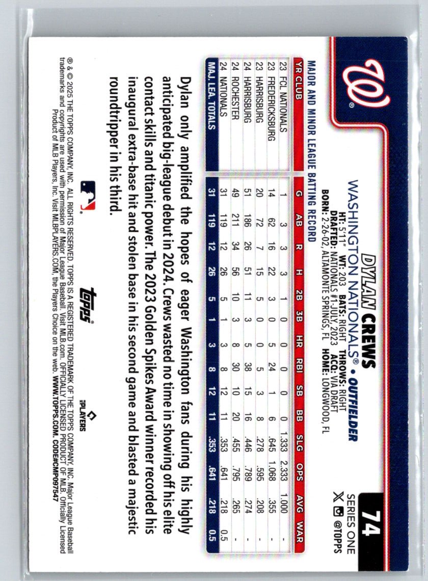 2025 Topps #74 Dylan Crews L11
