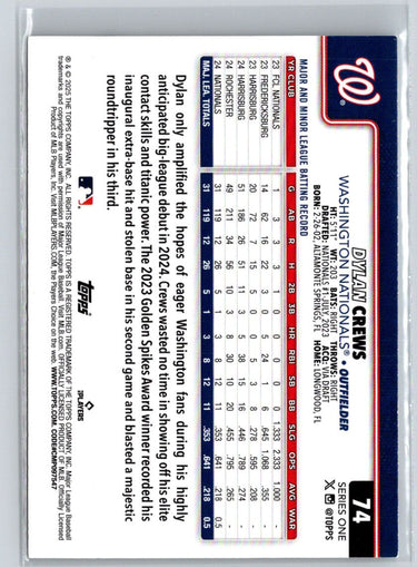 2025 Topps #74 Dylan Crews L11