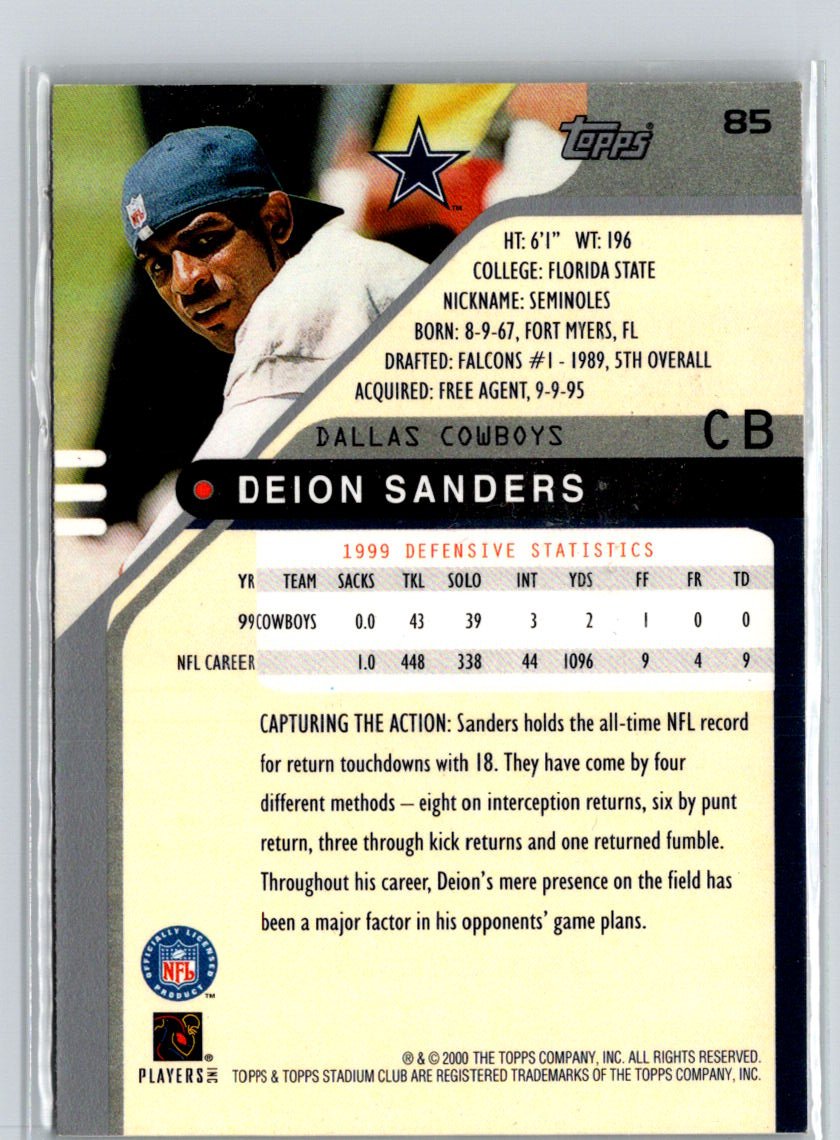 2000 Stadium Club #85 Deion Sanders L11
