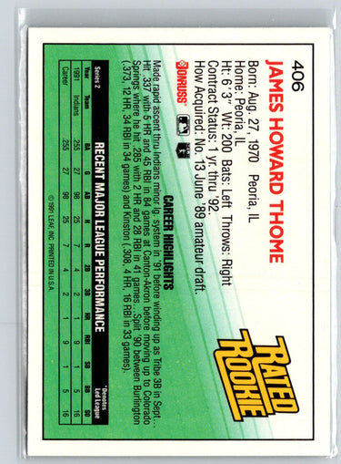 1992 Donruss #406 Jim Thome L11