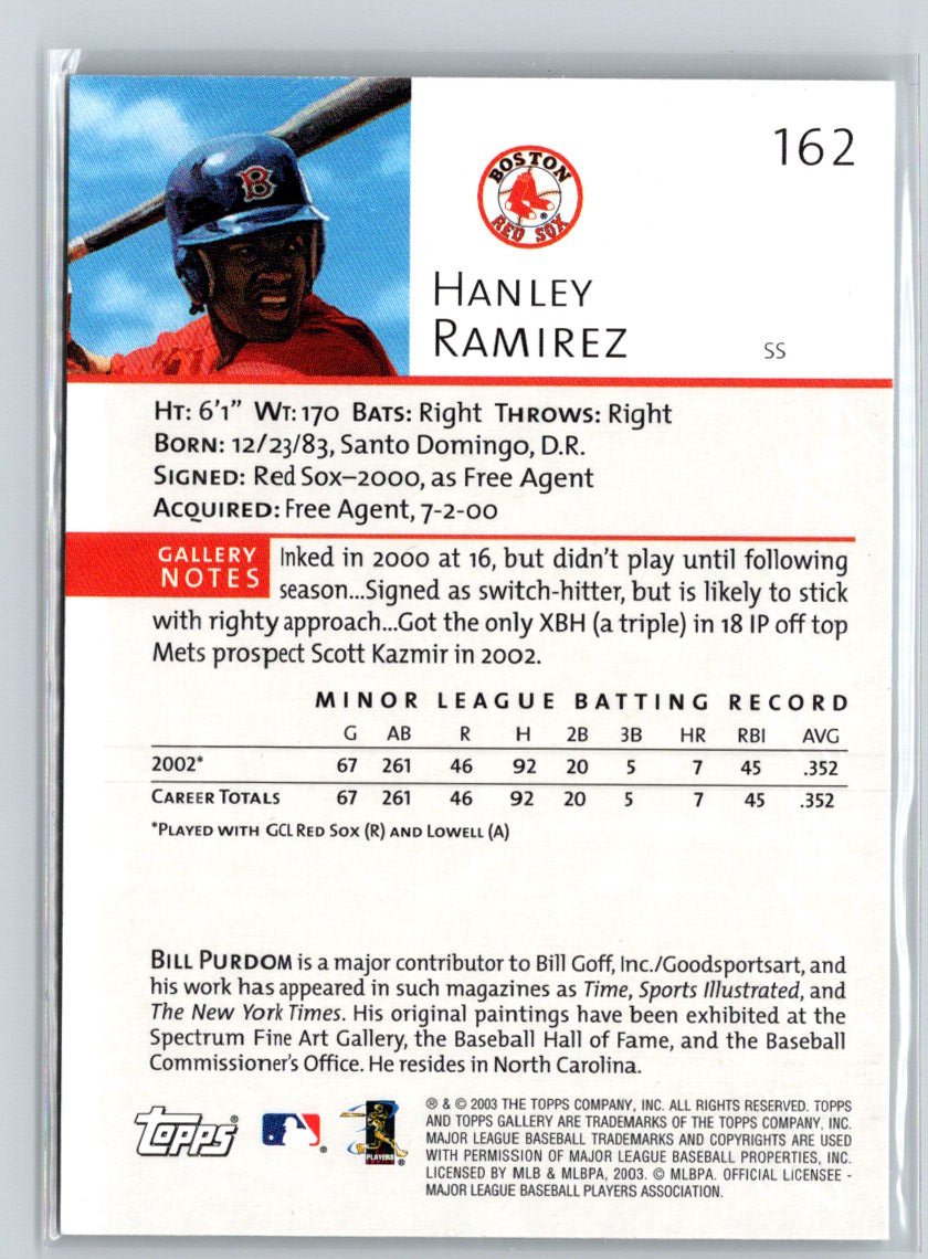 2003 Topps Gallery #162 Hanley Ramirez Artist's Proofs L12