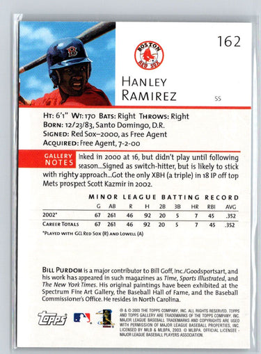2003 Topps Gallery #162 Hanley Ramirez Artist's Proofs L12