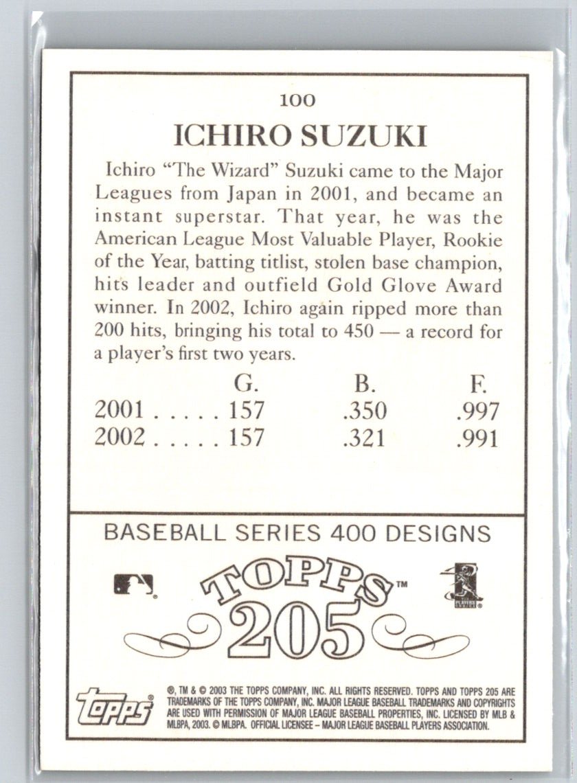 2003 Topps 205 #100a Ichiro Suzuki : Looking Ahead L13