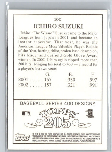 2003 Topps 205 #100a Ichiro Suzuki : Looking Ahead L13
